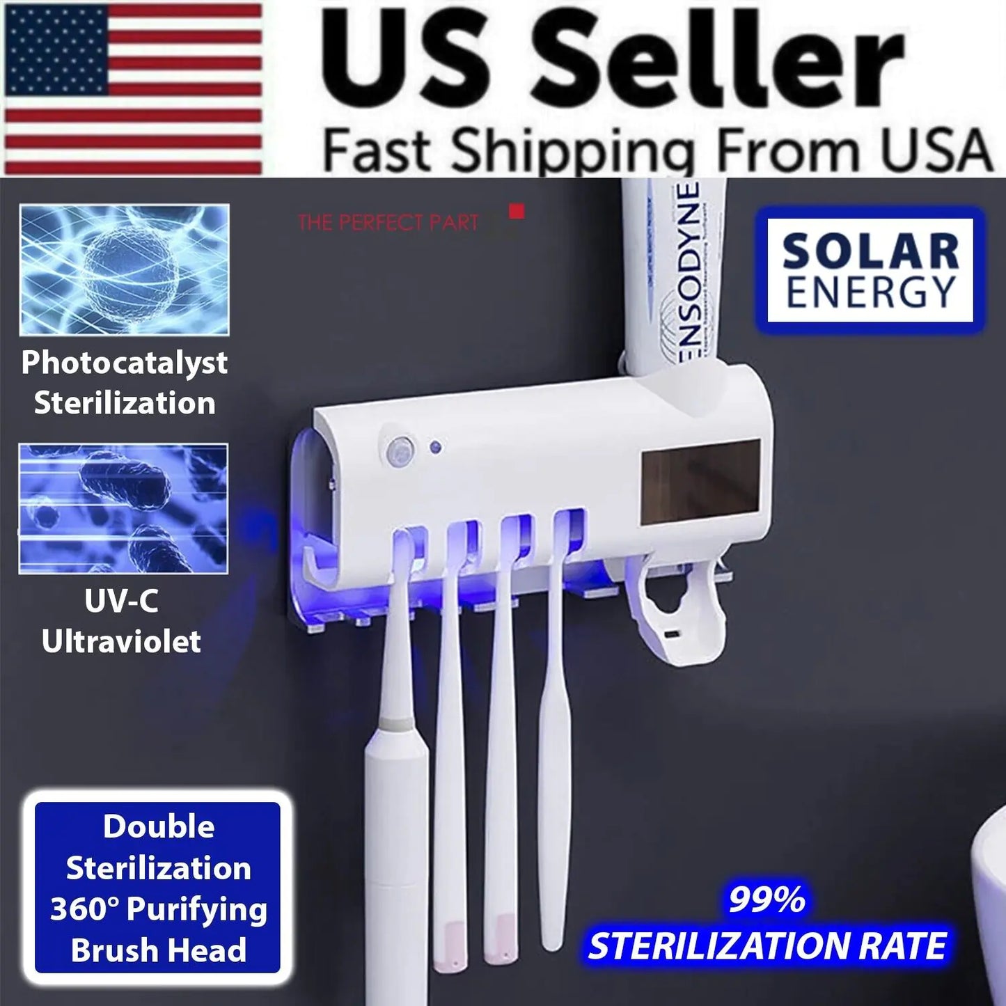 UV Light Toothbrush Cleaner & Dispenser