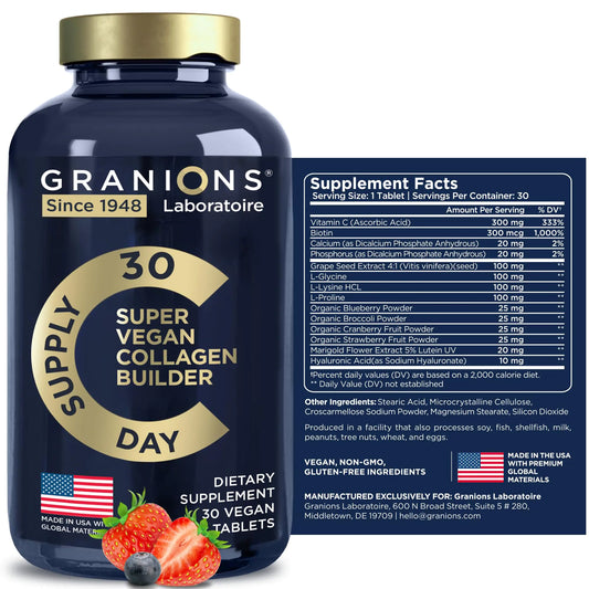 Vegan Collagen Pills – Hair, Skin & Nails Support, 30 Plant-Based Capsules