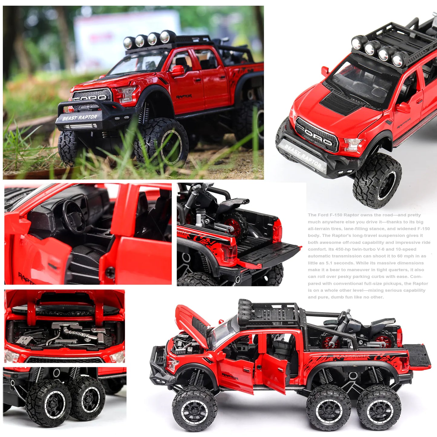 1:24 Raptor F150 Alloy Toy Car Model (Boxed)