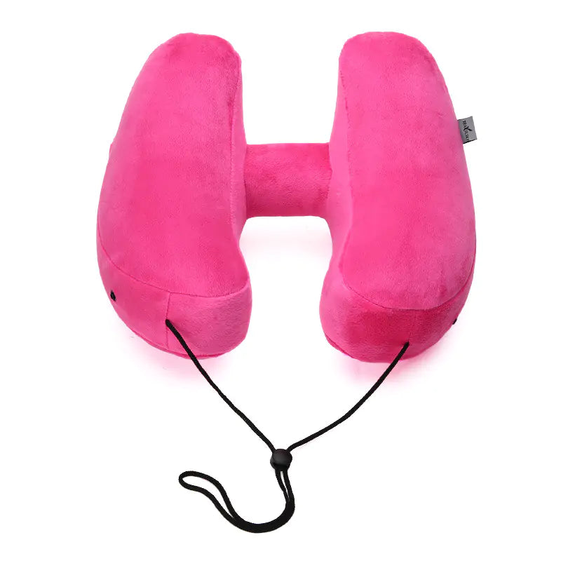 Hooded H Shaped Inflatable Travel Neck Pillow