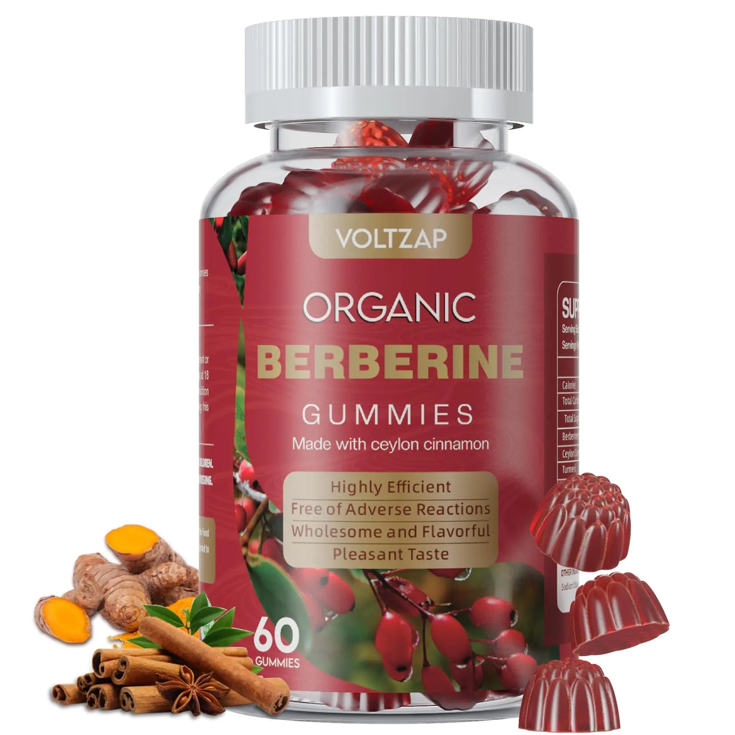 VOLTZAP Berberine Gummies 1200mg Vegan
