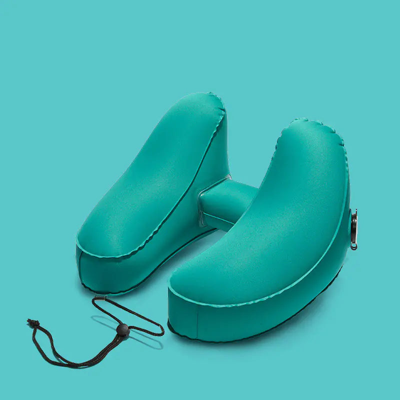 Hooded H Shaped Inflatable Travel Neck Pillow